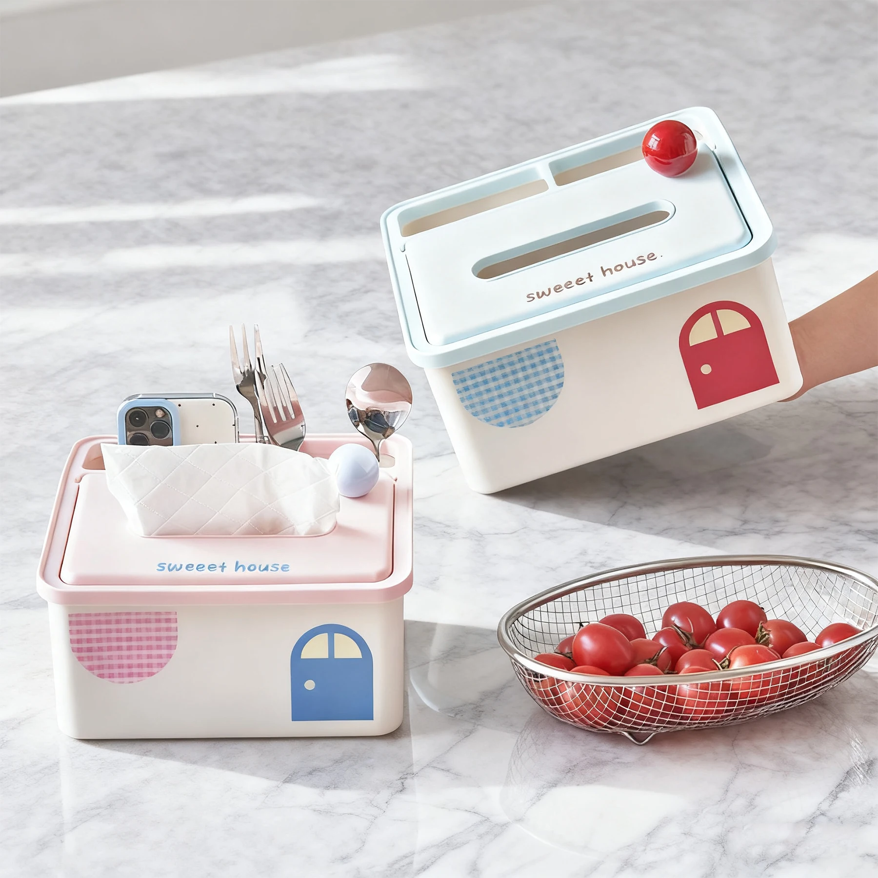 Caixa de Armazenamento Multifuncional Dobrável em PP com Design Criativo para Sala de Estar Nórdica, Dormitório e Suporte para Caixa de Lenços