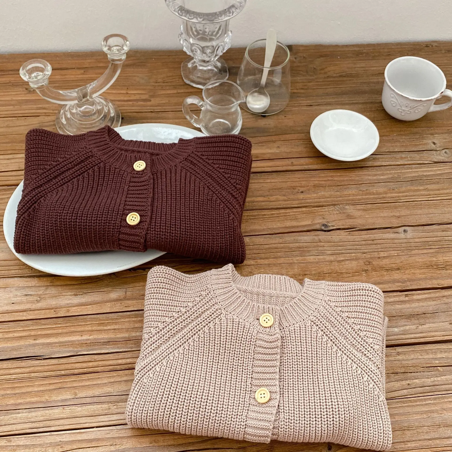 Ins autumn infant clothing UNISEX BABY Jumpsuit solid color round neck long sleeve Rompers