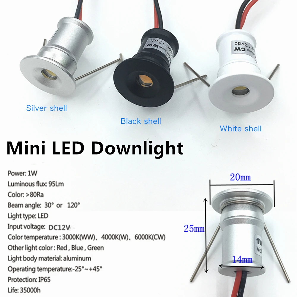 12V 1W Mini LED Einbauleuchten IP65 – 6er Set, Wählbarer Abstrahlwinkel, Warmweiß/kaltweiß