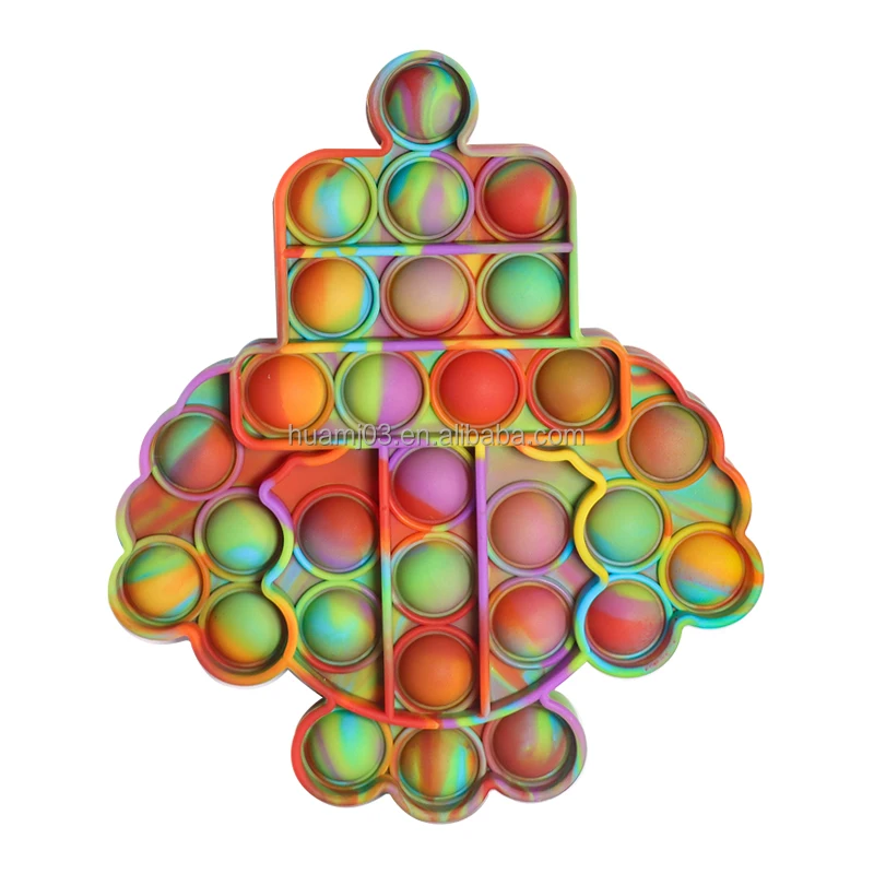 Лидер продаж на Amazon 2021, настраиваемая Радуга 2 поколения, силикон, не содержит Бисфенол А, игрушка-фиджет с разноцветным принтом для клоуна