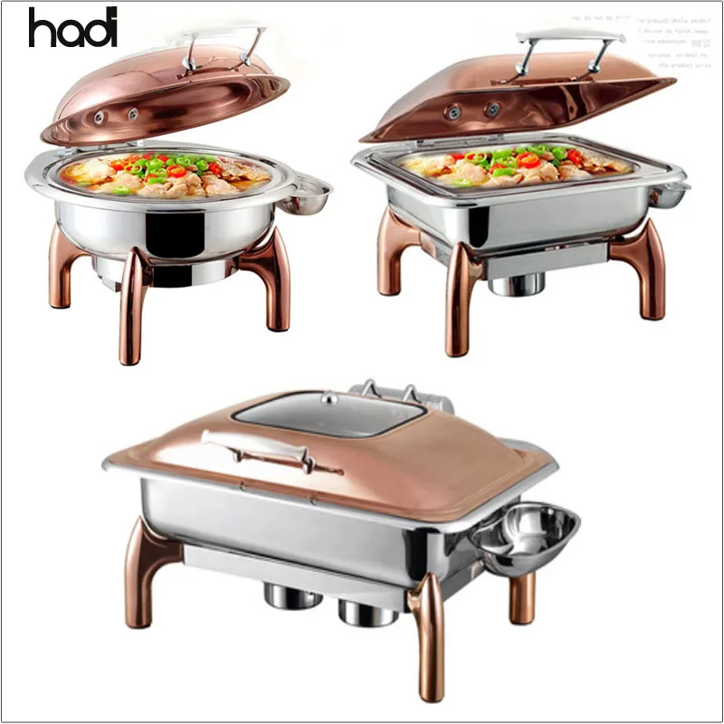 HADIステンレス鋼食品ウォーマーHydrauliqueシャフィン皿シルバー