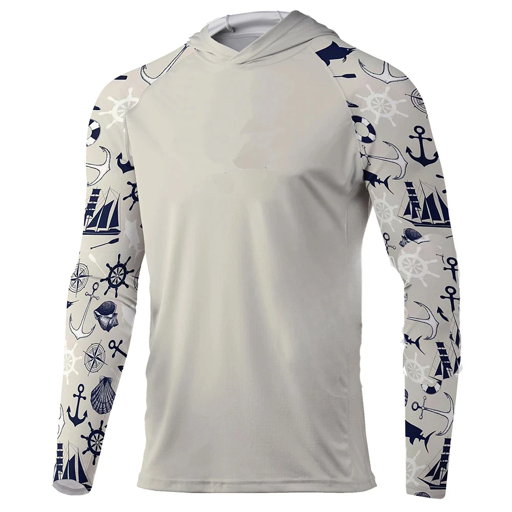 High Quality Custom logo All Over Print Uv Fishing Hoodie Long Sleeve Polyester Hooded Fishing Shirt with Face Mask