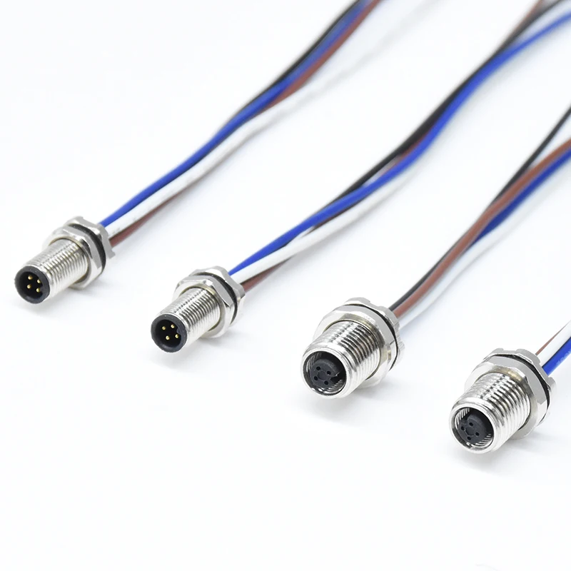 Circular Connector M5 Automotive Electrical wire to board Connector 4 Pin Front Locking Male Female Panel Connector