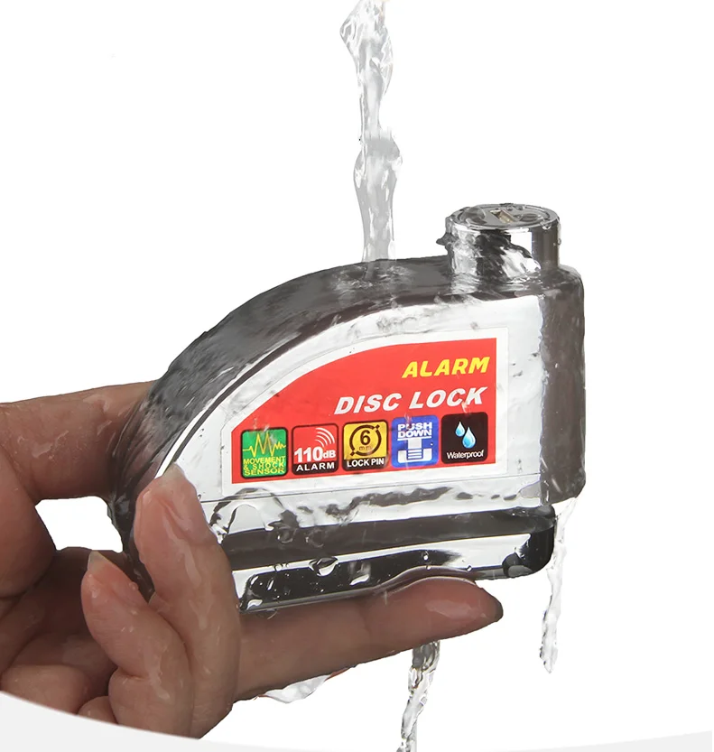 DF Silver Alarm Disc Lock Motorcycle Lock  Bicycle Disc Motorcycle Wheel Lock with Alarm