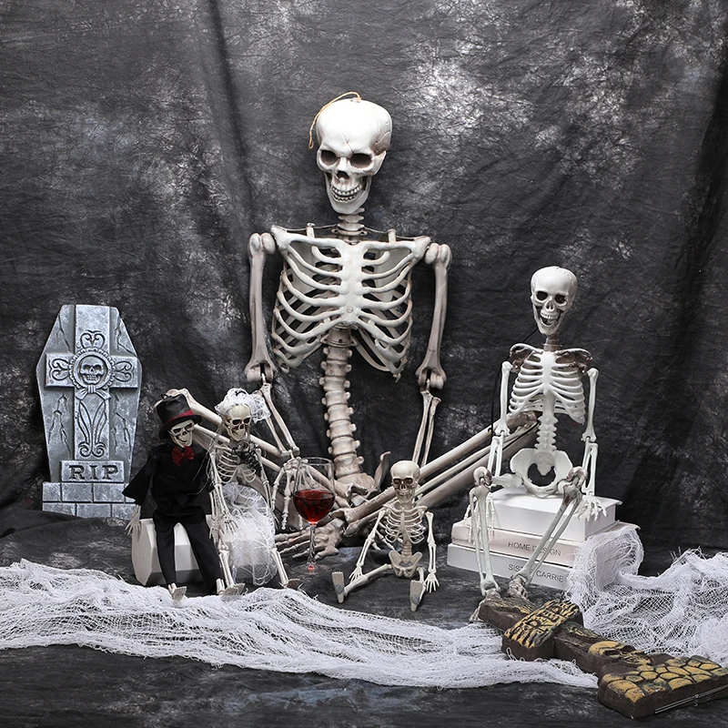 Decorazioni per scheletro di Halloween, 40,6 cm, in plastica, per cortile, patio, prato, giardino, casa infestata, decorazione da appendere, 3 pezzi