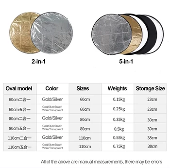 Godox 5 in 1 60*90cm 80*120cm 90*120cm 100*150cm Portable Collapsible Oval Round Photography Reflector Board Studio Accessories detail image