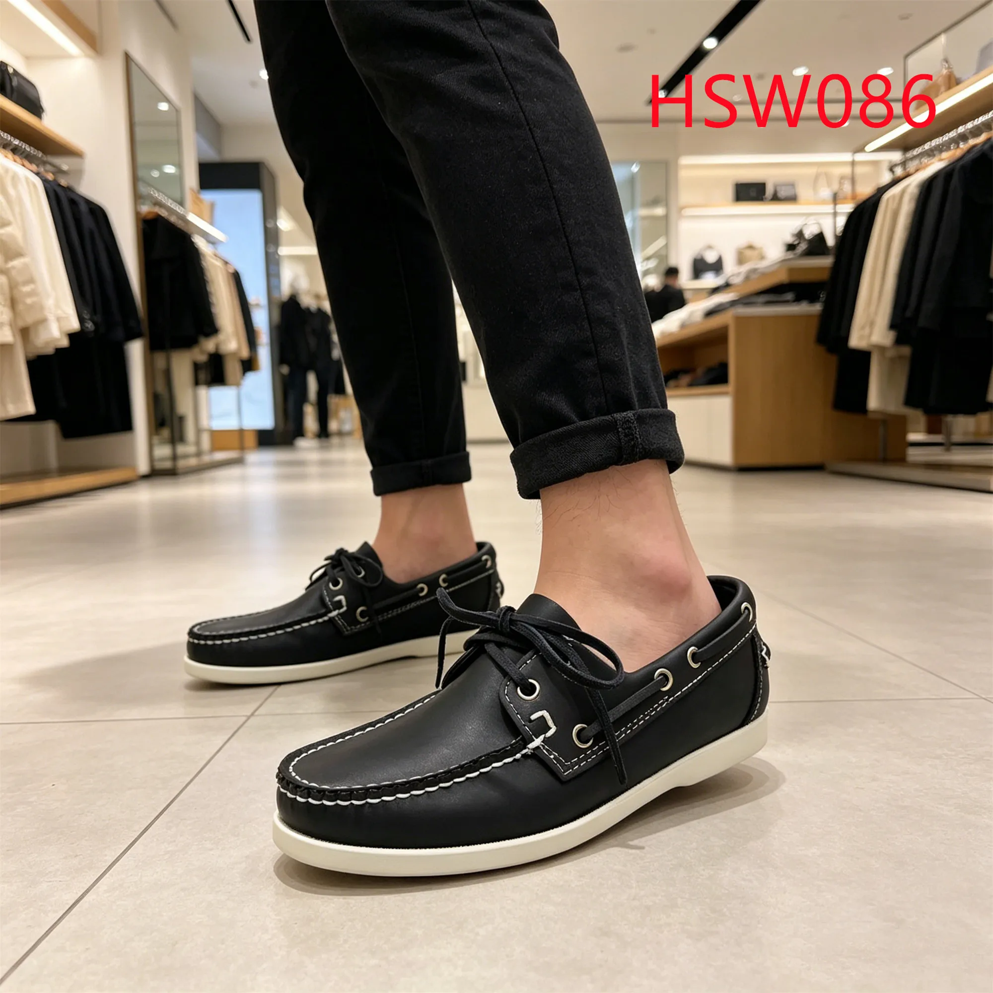 ZYF,authentic Cowhide Lace up Style Expert Stitching Deck Shoes Outdoor Activities Easing Fatigue Flat Driver Shoes HSW086