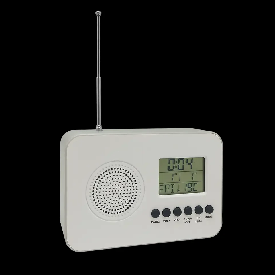 Wholesale Modern Bedside Digital Portable FM Antenna Radio Clock with Temperature Date Display