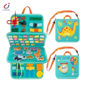 Chengji New Montessori Busy Board Toy Baby Early Educational Cognitive Game Cute Dinosaur Sensory Activities Felt Busy Board Bag