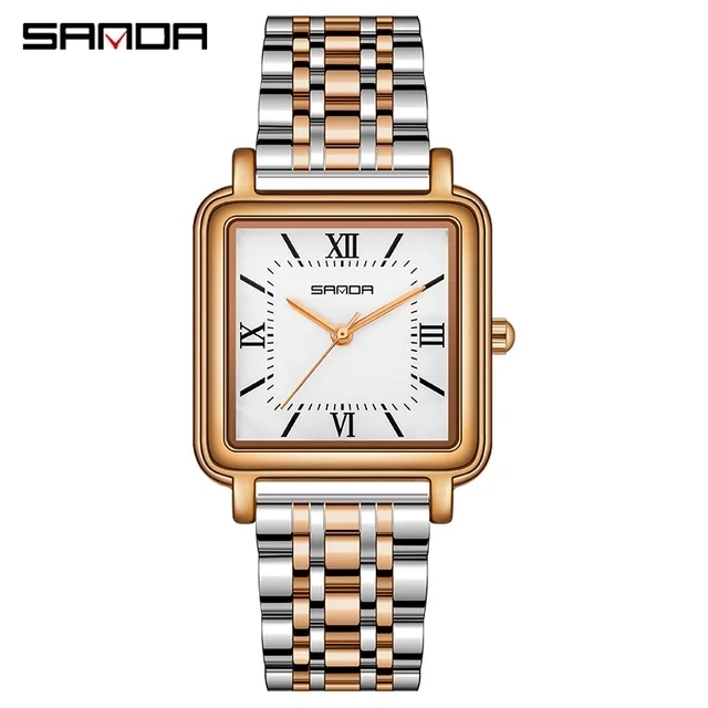 Sanda 1103 Luxury Ultra-Thin Square Rose Gold Women display picture 1