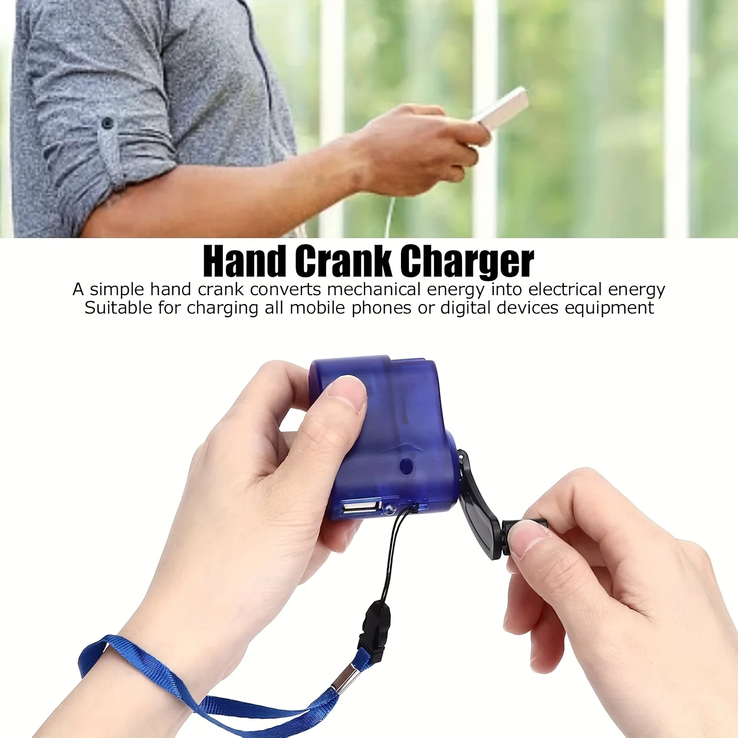 Hand Cranked Power Dynamo Generator Outdoor Emergency USB Charger for Mobile Phone Camera Travel Charger