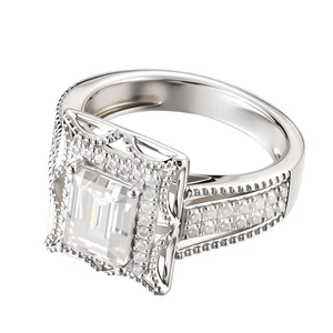 Wedding Fine Jewelry Rings Sterling Silver S925 Rings Classic square Moissanite Ring Twinkle Fancy Jewellery for Ladies