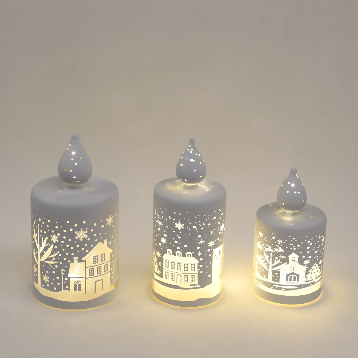 Personalized Set Of 3 LED Glass Christmas Electrical Candle Without Fire Safety Festival New Year Home Living Room Decoration supplier