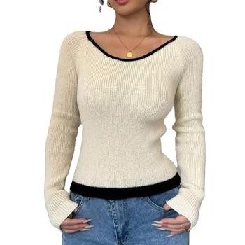 Europe and America Fall/Winter new style classy Knitted Round Neck Fashion Top