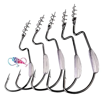 Barbed Soft Lure Lead Hooks 5pcs/bag Coil Spring Crank 5/0#-1/0# Fly Fishing Octopus Target Species – Soft Lure – view 2