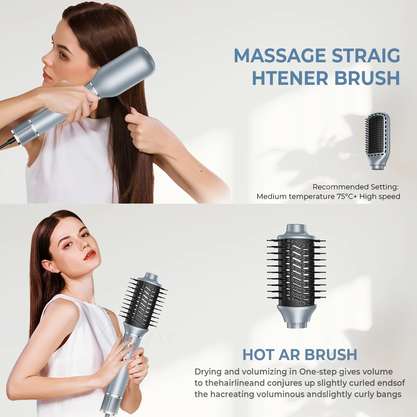 Newest OEM 5 in 1 High Speed Brushless Hair Blow Dryer Salon  Professional BLDC Motor One Step Hair Brush Blow Dryer and Styler