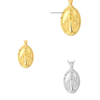 Virgin Mary Pendant Baby Pin Charms Gold Plated Stainless Steel Charms Religious Charms for Jewelry Making