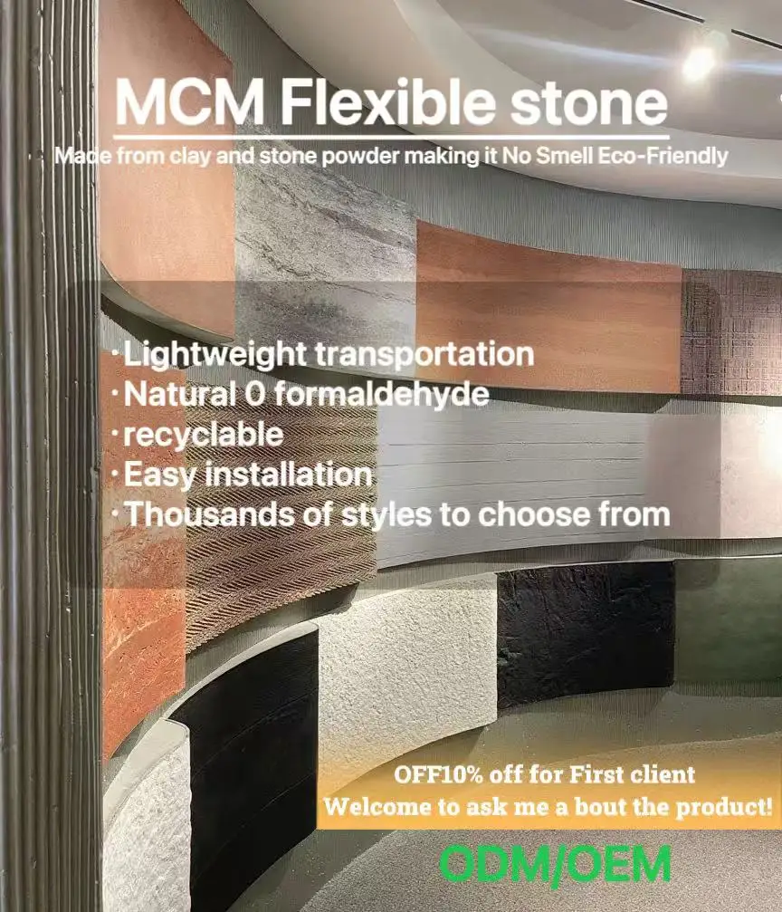 MS Rammed Earth Board Flexible Stone Modern Waterproof Wall Panels Soft ...