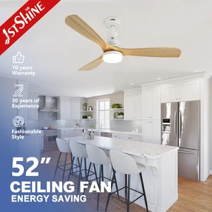 1stshine LED Ceiling Fan Factory 230V Energy Saving Wooden Blades Ceiling Fan with 3 Color Led Light