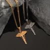 Colgante Caduceo con Doble Serpiente y Cadena Cubana