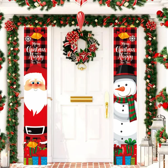 Christmas Couplet Banner Welcome Door Curtain Porch Banner Party Holiday Decorations Christmas Couplet Hanging Banner