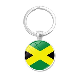 Jamaica Flag Key Ring - Yellow Plastic Medallion, Printed Design, Fun Keychain Accessory - View #7