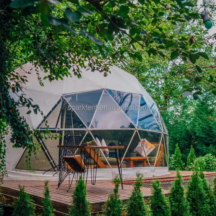 Outdoor Canvas Clamping Geodesic Dome Hotel Tent House With Bathroom