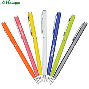 Hot Selling Ultra Thin Ballpoint Pen, Novel Commercial Promotion Silver Rose Gold Metal Custom Hotel Logo Pen