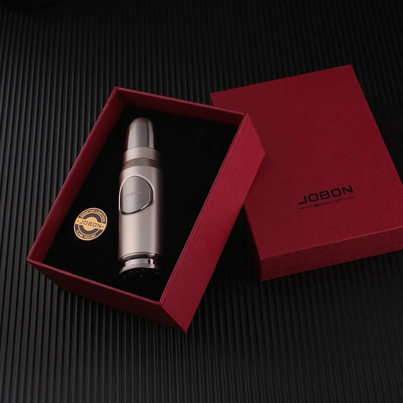 Metal Bullet Shape Windproof Torch Lighter Refillable Butane Jet Flame Cigar Lighter JOBAN 596