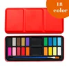 [Scatola rossa in ferro] 18 colori con pennello