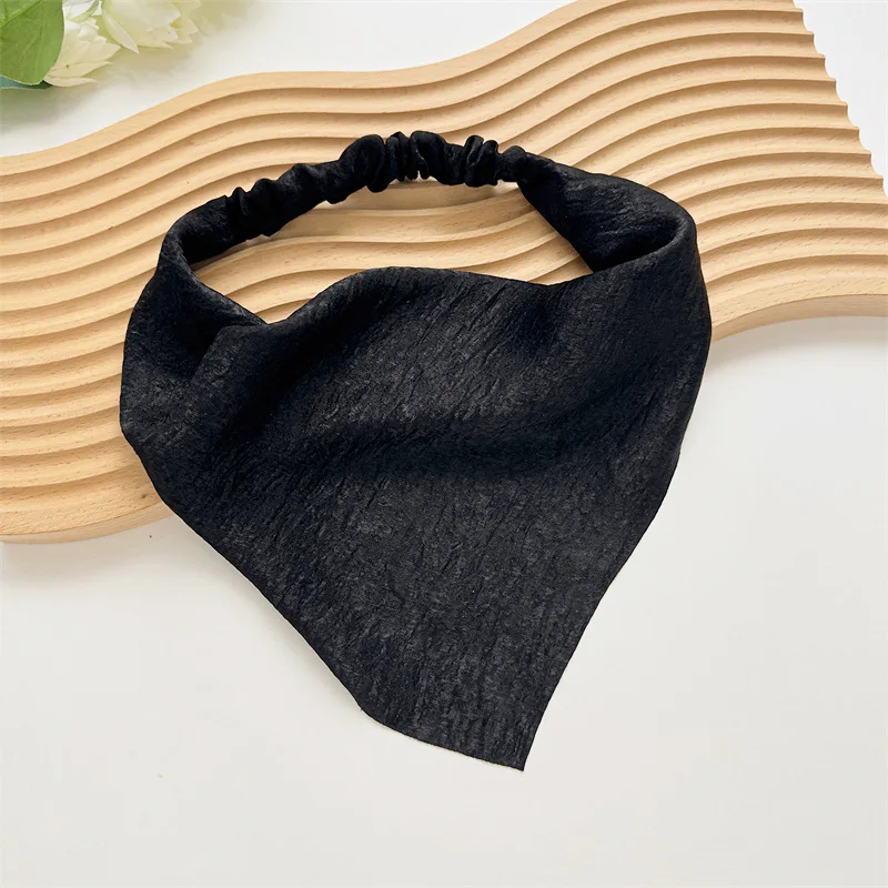 Fascia Per Capelli Boho Satinata Con Fiocco, Bandana Triangolare Elastica, Verde Floreale