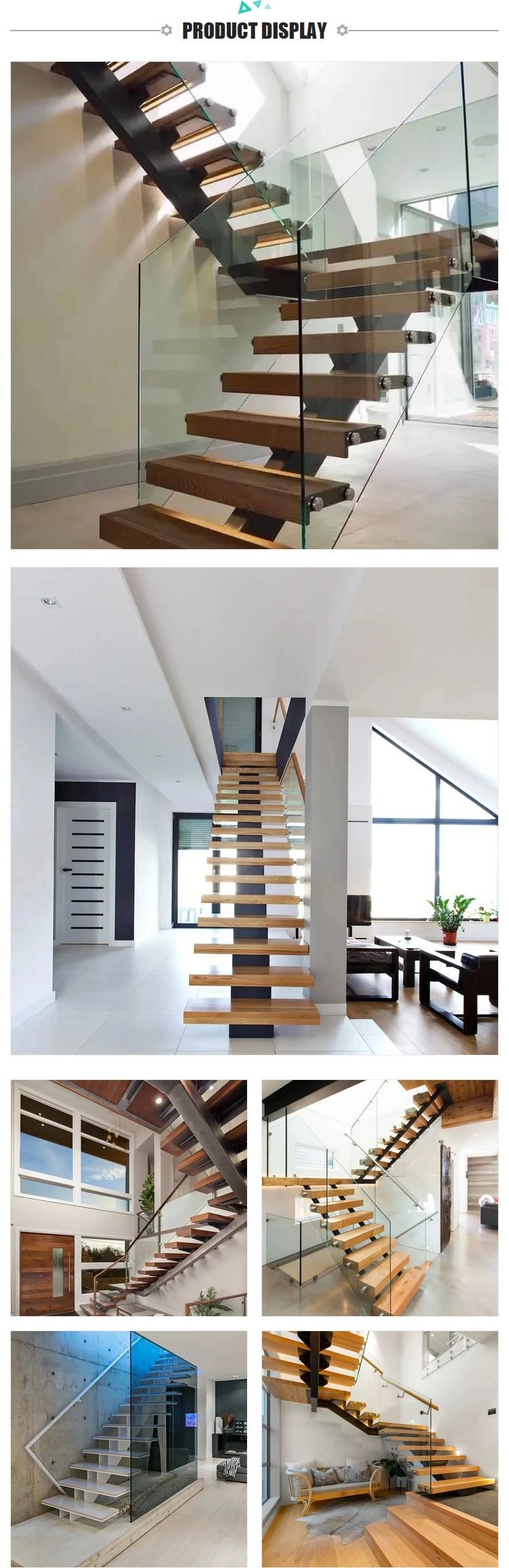 Contemporary Style Oak Wood Step Staircase With Led Lights Carbon Steel ...