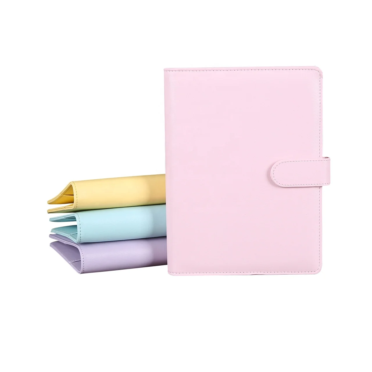 A6 macaroon PU leather 6-ring binder spiral notebook agenda