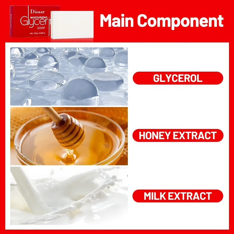 Disaar Natural Milk Honey Extract Moisturizing Clear Pore Bubble Dense Brighten Handmade Glycerin Soap for Face and Body