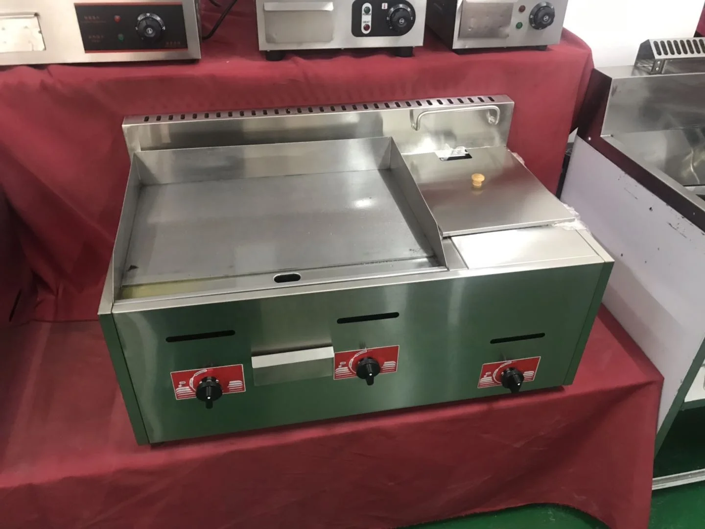 high performance stainless steel commercial gas griddle with fryer LPG details