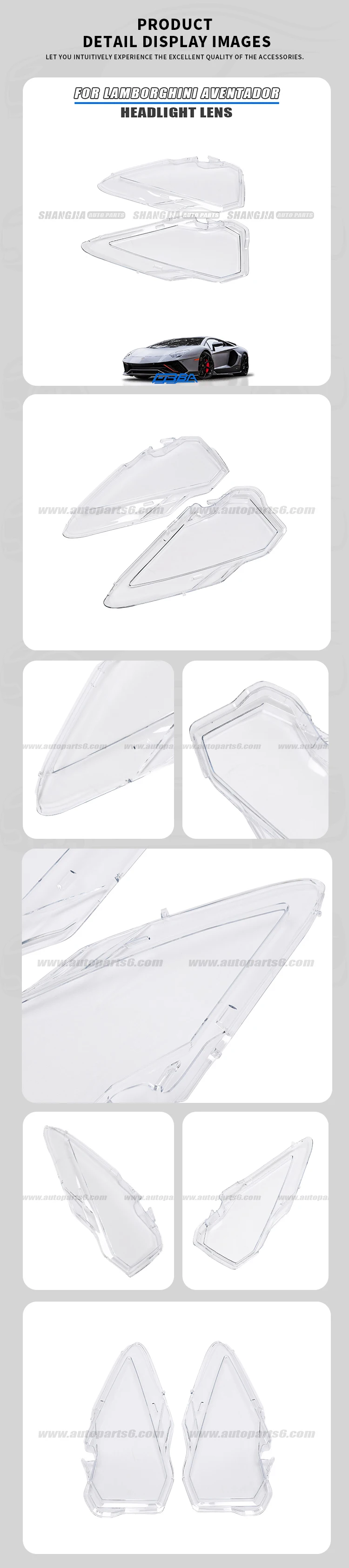 auto parts white headlight cover for lamborghini aventador-3