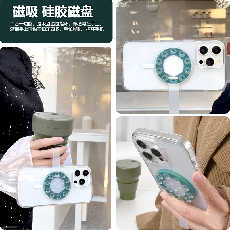 Round Anti Slip Silicone Sticky Adhesive 3m logo for Phone Suction Cup Sticky Phone Holder for iphone 11 12 13 Mobile Phone case