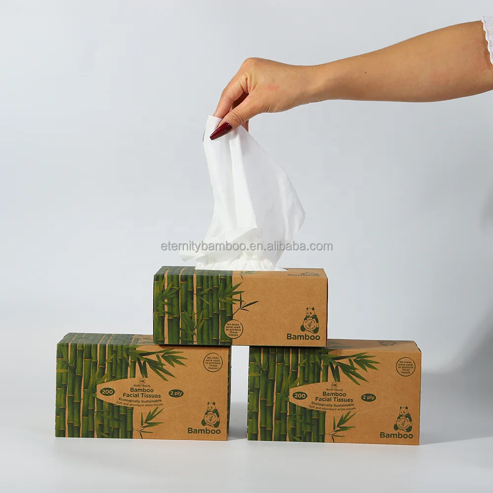 Natural Facial Tissue Cube Disposable Facial Tissue Paper Box Bamboo