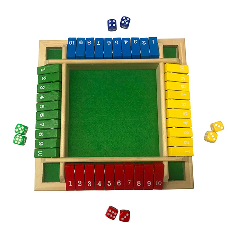 Shut The Box Dice Game Classic 4 Sided Wooden Board Game And