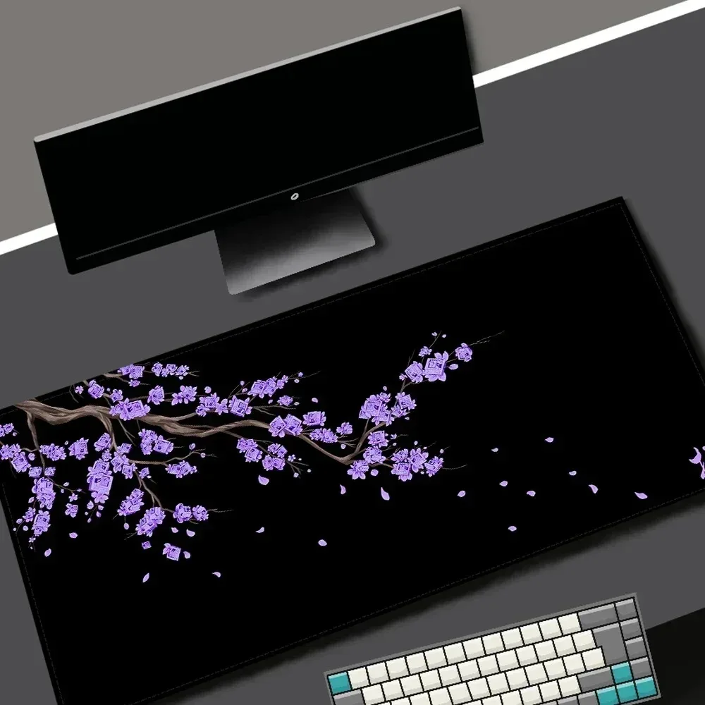 Black Sakura Gaming Mouse Pad Kawaii Purple Desk Mat Large Office Carpet Accessories Che aperçu 10