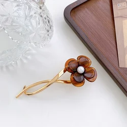 Модные корейские леопардовые вилки для волос Yucat аксессуары ацетатные жемчужные цветочные французские