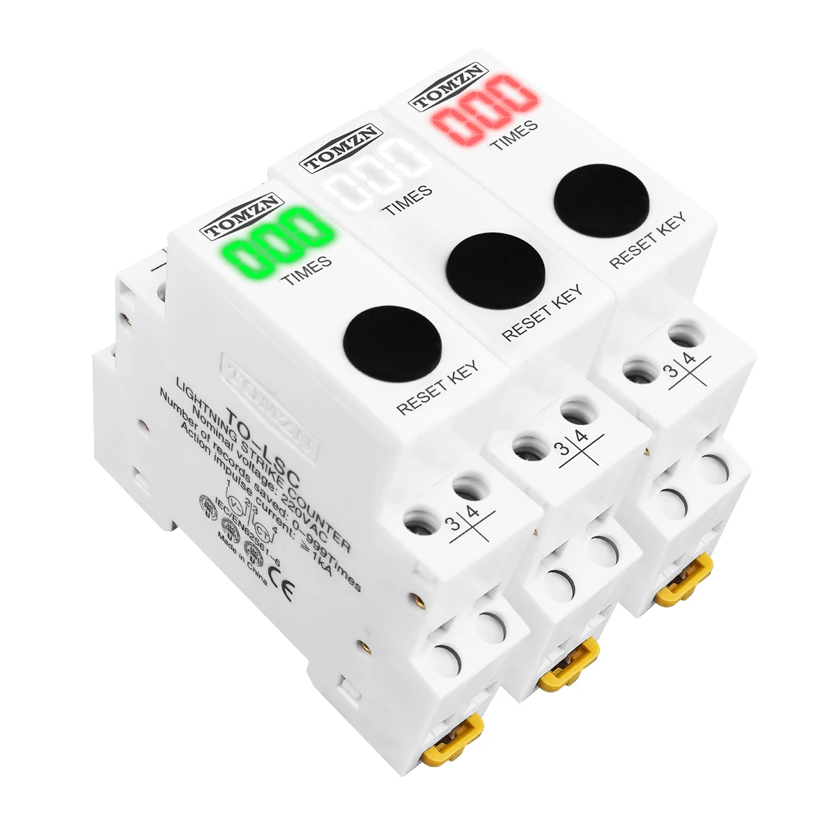 TOMZN Din Rail LED Display SPD lightning Strike Counter 220V 50/60Hz 0-999 Times TO-LSC