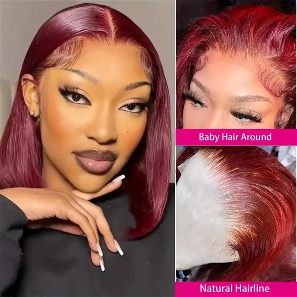 99J Bob Kurze Gerade Perücken Menschliches Haar 8-16 Zoll Brasilianische Perücken 100% Spitze Für Frau Natürliche Haarperücke 210% Dichte Remy Haar_voghion.com