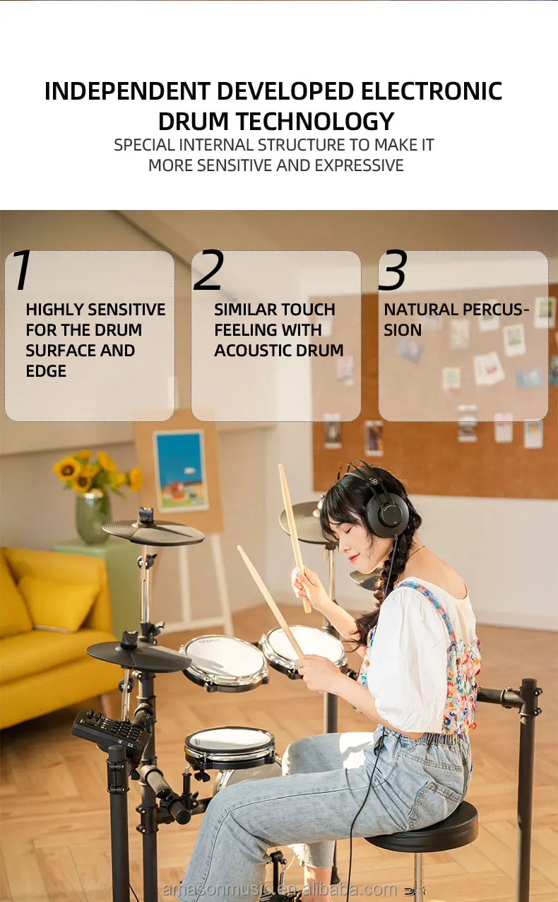 Flykeys Midi Electric Drum 5 Drums And 4 Cymbals Professional Musical