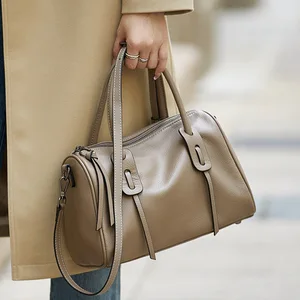 A-48 Women's Genuine Cowhide Large Capacity Zip Closure Pillow Bag Retro Fashion Spring Summer Collection Women's Shoulder Bag