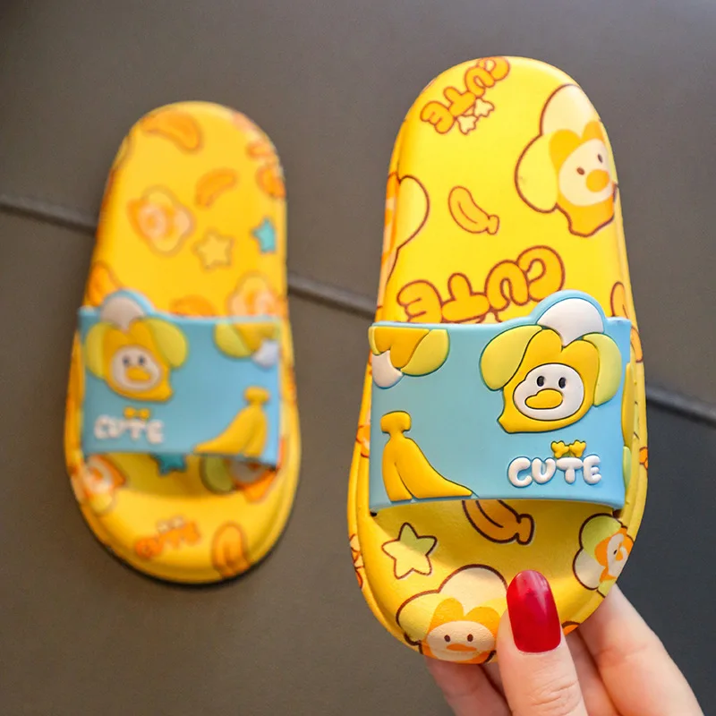 Летние детские сандалии и тапочки с мультяшным рисунком, Нескользящие, на мягкой подошве, износостойкие, для родителей, детей, мальчиков и девочек