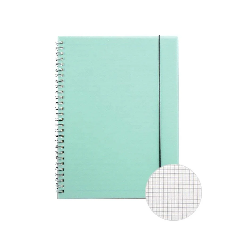 Custom Plastic Cover Spiral Notebook Journal A5 Grid Inside Paper