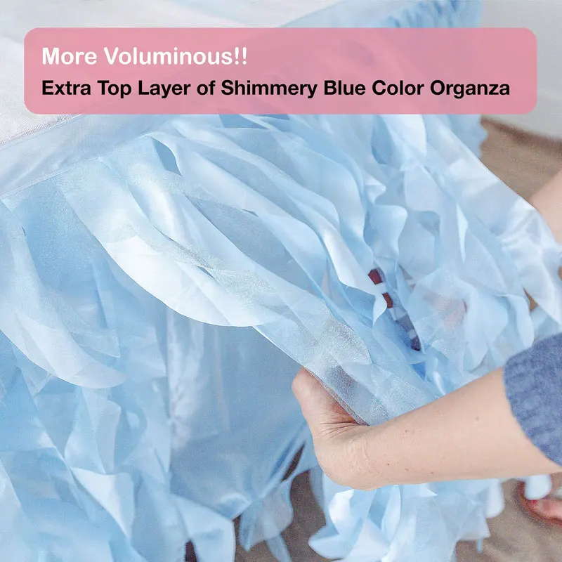 Шифоновая настольная юбка с двухслойной органзой, 6 футов, прямоугольная кудрявая ива для дня рождения, вечеринки, банкета