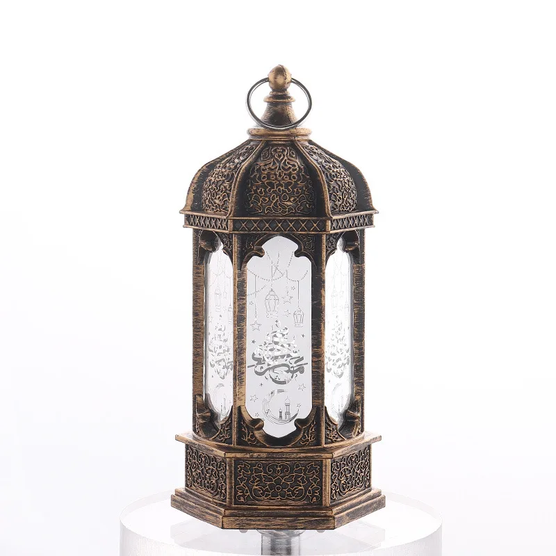 Рождественские взрывчатые Рамадан, ретро светящиеся шестигранные стеклянные ветрозащитные фонарики, настольное украшение, сцена, Оформление, украшение, подарок