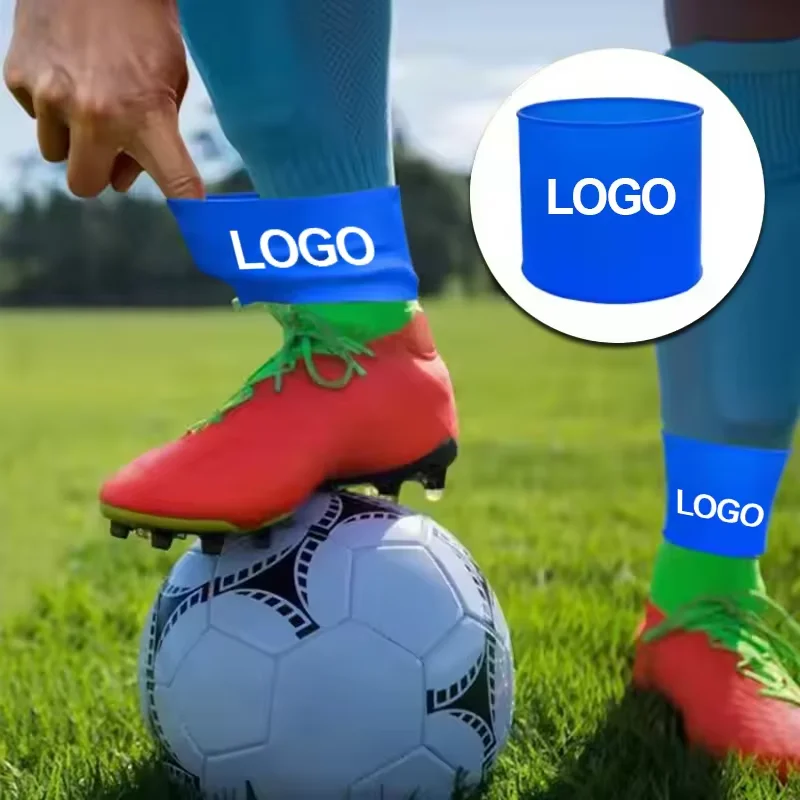 Customized Logo Soccer Shin Guards Strap Silicone Anti Slip Grip Tapes Shin Guard Straps for Men Women Adults Kids